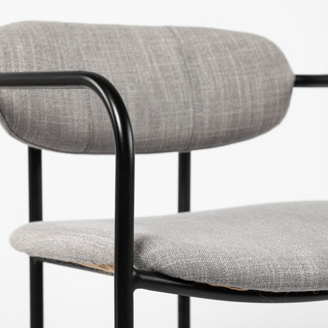 Parker Gray Fabric Seat Black Metal Bar Stool by Mercana at Eve Furniture