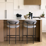 Parker Gray Fabric Seat Black Metal Counter Stool by Mercana at Eve Furniture