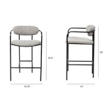 Parker Gray Fabric Seat Black Metal Counter Stool by Mercana at Eve Furniture