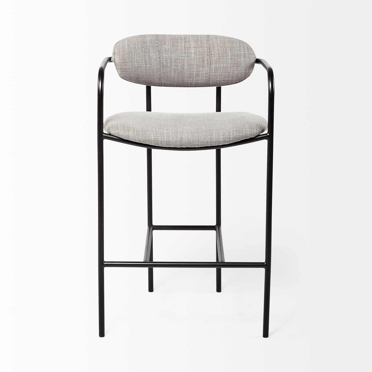 Parker Gray Fabric Seat Black Metal Counter Stool by Mercana at Eve Furniture