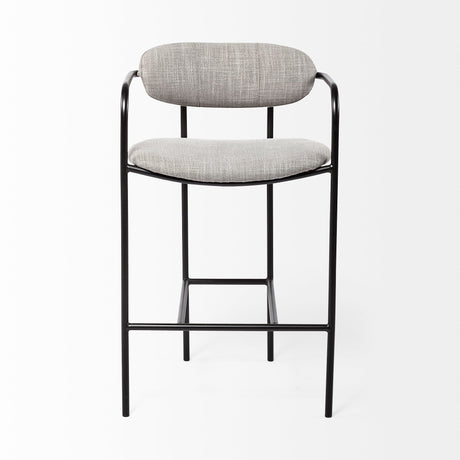 Parker Gray Fabric Seat Black Metal Counter Stool by Mercana at Eve Furniture