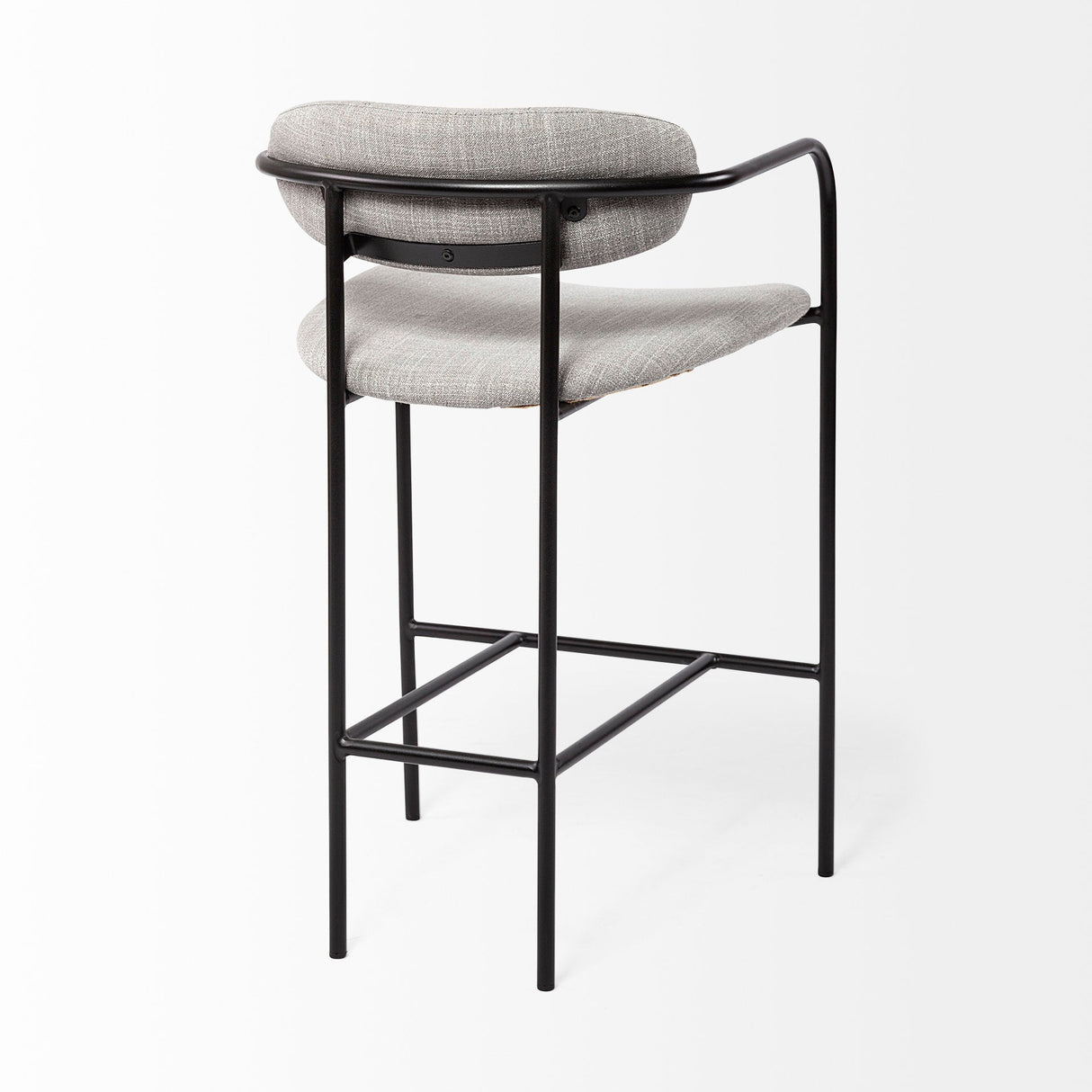 Parker Gray Fabric Seat Black Metal Counter Stool by Mercana at Eve Furniture