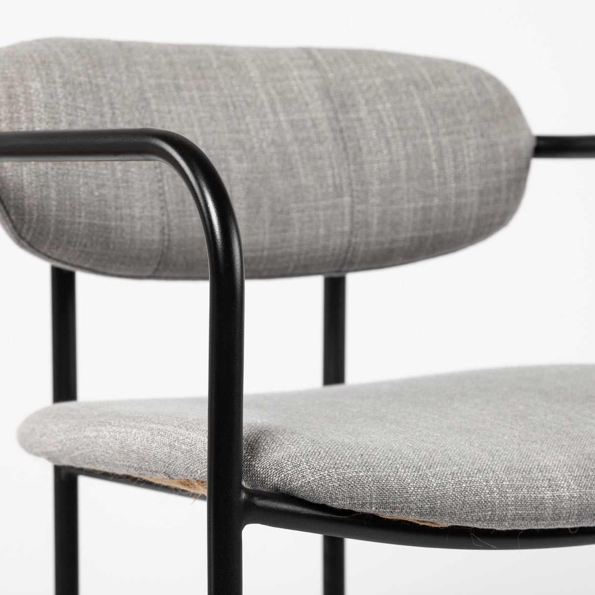 Parker Gray Fabric Seat Black Metal Counter Stool by Mercana at Eve Furniture