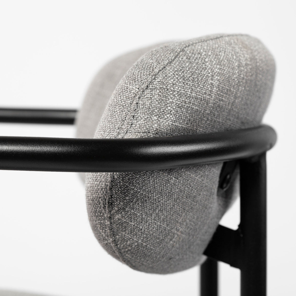 Parker Gray Fabric Seat Black Metal Counter Stool by Mercana at Eve Furniture