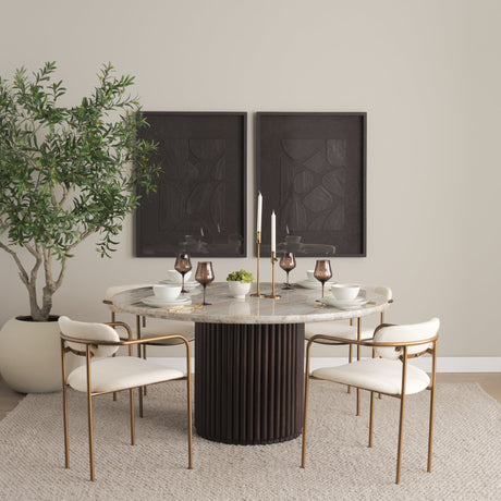 Parker I Cream Fabric Seat Gold Metal Frame Dining Chair, Set of 2 by Mercana at Eve Furniture