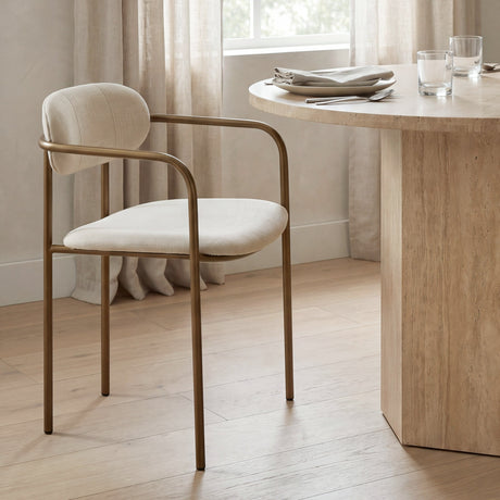 Parker I Cream Fabric Seat Gold Metal Frame Dining Chair, Set of 2 by Mercana at Eve Furniture