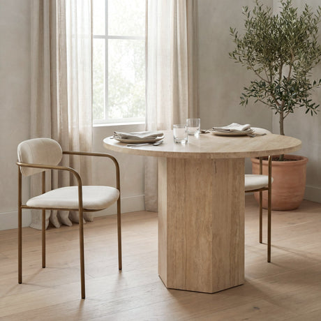 Parker I Cream Fabric Seat Gold Metal Frame Dining Chair, Set of 2 by Mercana at Eve Furniture