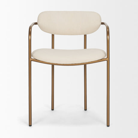 Parker I Cream Fabric Seat Gold Metal Frame Dining Chair, Set of 2 by Mercana at Eve Furniture