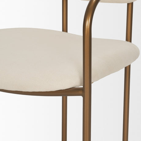 Parker I Cream Fabric Seat Gold Metal Frame Dining Chair, Set of 2 by Mercana at Eve Furniture
