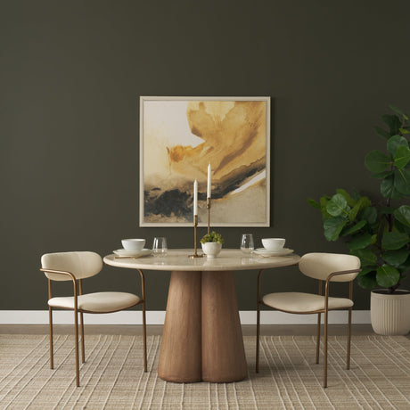 Parker I Cream Fabric Seat Gold Metal Frame Dining Chair, Set of 2 by Mercana at Eve Furniture