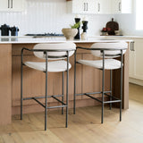 Parker II Beige Fabric Seat Gun Metal Grey Metal Counter Stool by Mercana at Eve Furniture