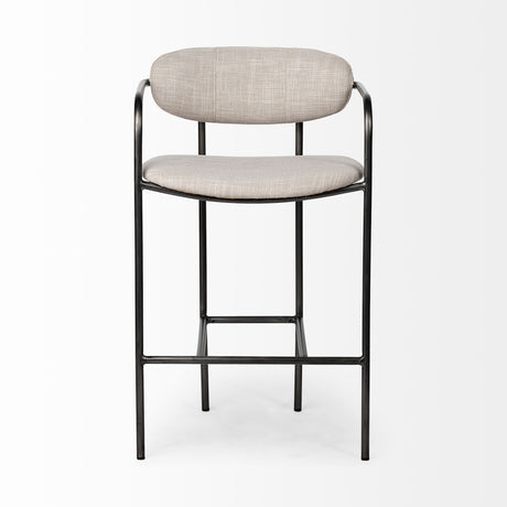 Parker II Beige Fabric Seat Gun Metal Grey Metal Counter Stool by Mercana at Eve Furniture