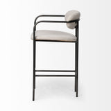 Parker II Beige Fabric Seat Gun Metal Grey Metal Counter Stool by Mercana at Eve Furniture