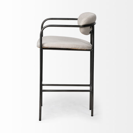 Parker II Beige Fabric Seat Gun Metal Grey Metal Counter Stool by Mercana at Eve Furniture