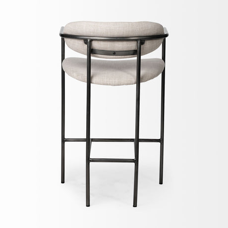 Parker II Beige Fabric Seat Gun Metal Grey Metal Counter Stool by Mercana at Eve Furniture