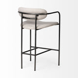 Parker II Beige Fabric Seat Gun Metal Grey Metal Counter Stool by Mercana at Eve Furniture