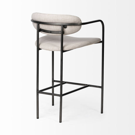 Parker II Beige Fabric Seat Gun Metal Grey Metal Counter Stool by Mercana at Eve Furniture