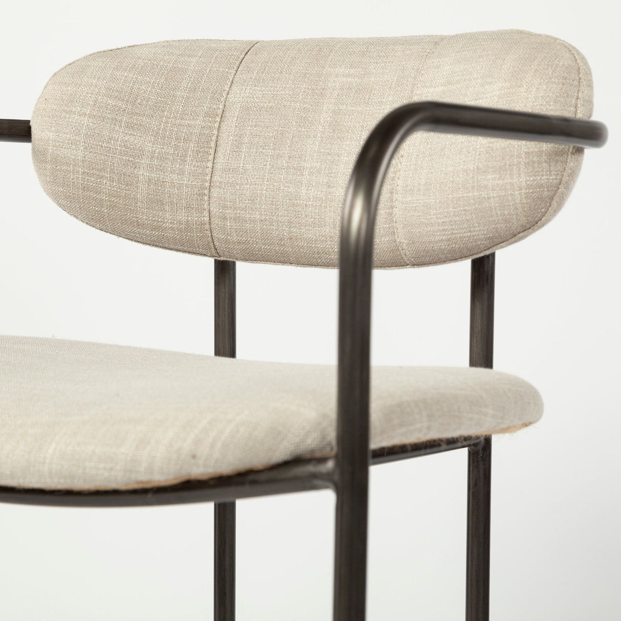 Parker II Beige Fabric Seat Gun Metal Grey Metal Counter Stool by Mercana at Eve Furniture