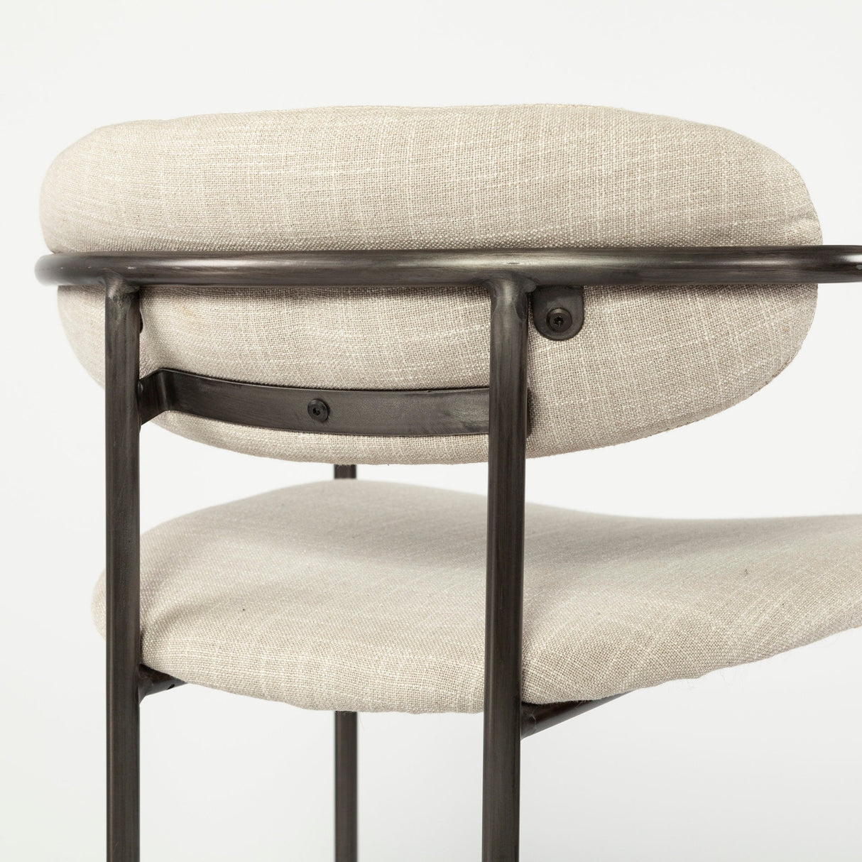 Parker II Beige Fabric Seat Gun Metal Grey Metal Counter Stool by Mercana at Eve Furniture