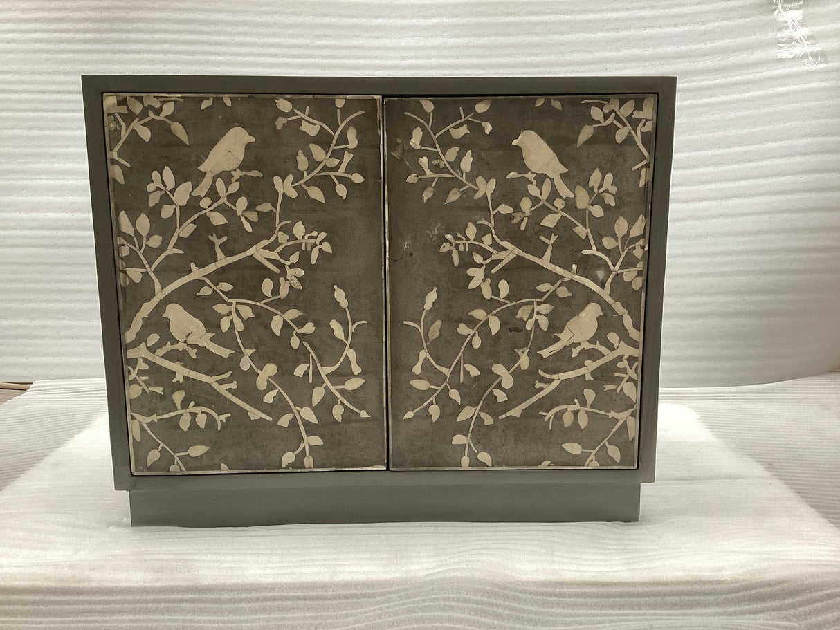 Parkes Distressed Grey 2-door Bone Inlay Accent Cabinet by Coaster at Eve Furniture