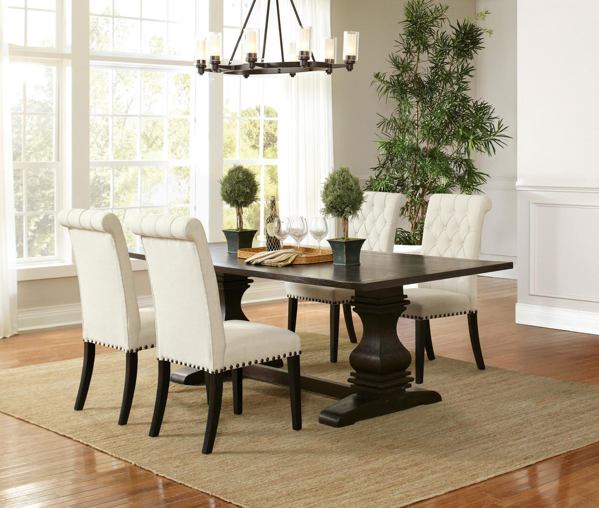 Parkins Espresso/White 5-Piece Traditional Rustic Dining Set