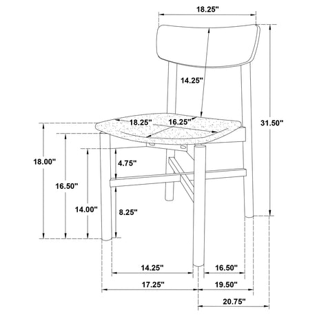 Parkridge Natural Walnut Dining Side Chair, Set of 2 by Coaster at Eve Furniture
