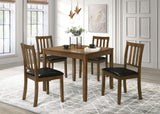 Parkwood Honey Brown/Black 5-Piece Dining Set with Square Table and Slat Back Side Chairs