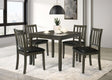 Parkwood Charcoal Grey/Black 5-Piece Dining Set with Square Table and Slat Back Side Chairs by Coaster at Eve Furniture