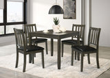 Parkwood Charcoal Grey/Black 5-Piece Dining Set with Square Table and Slat Back Side Chairs by Coaster at Eve Furniture