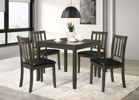 Parkwood Charcoal Grey/Black 5-Piece Dining Set with Square Table and Slat Back Side Chairs by Coaster at Eve Furniture