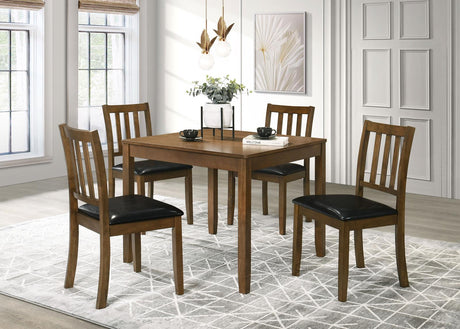 Parkwood Honey Brown/Black 5-Piece Dining Set with Square Table and Slat Back Side Chairs by Coaster at Eve Furniture