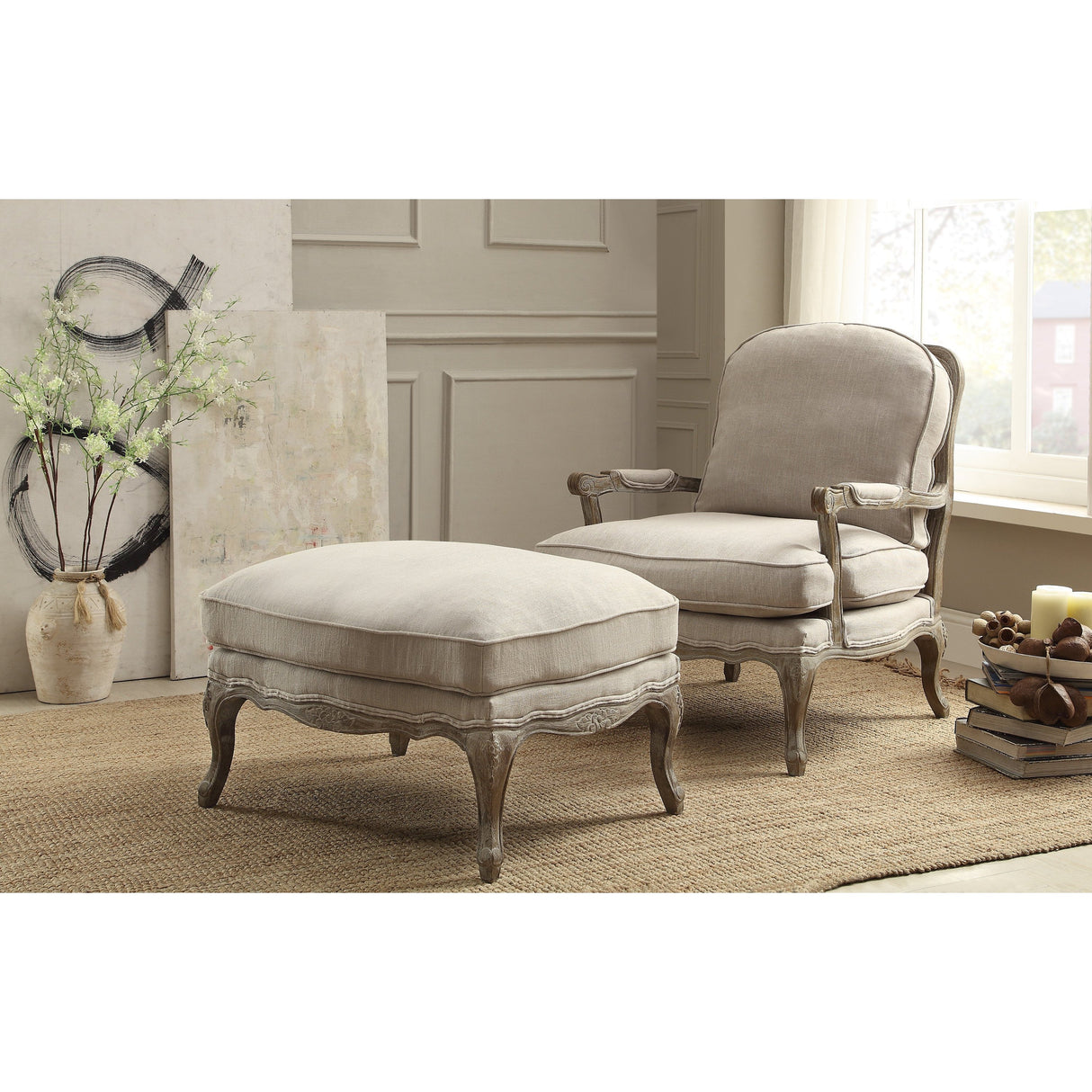 Parlier Show Wood Ottoman by Homelegance at Eve Furniture