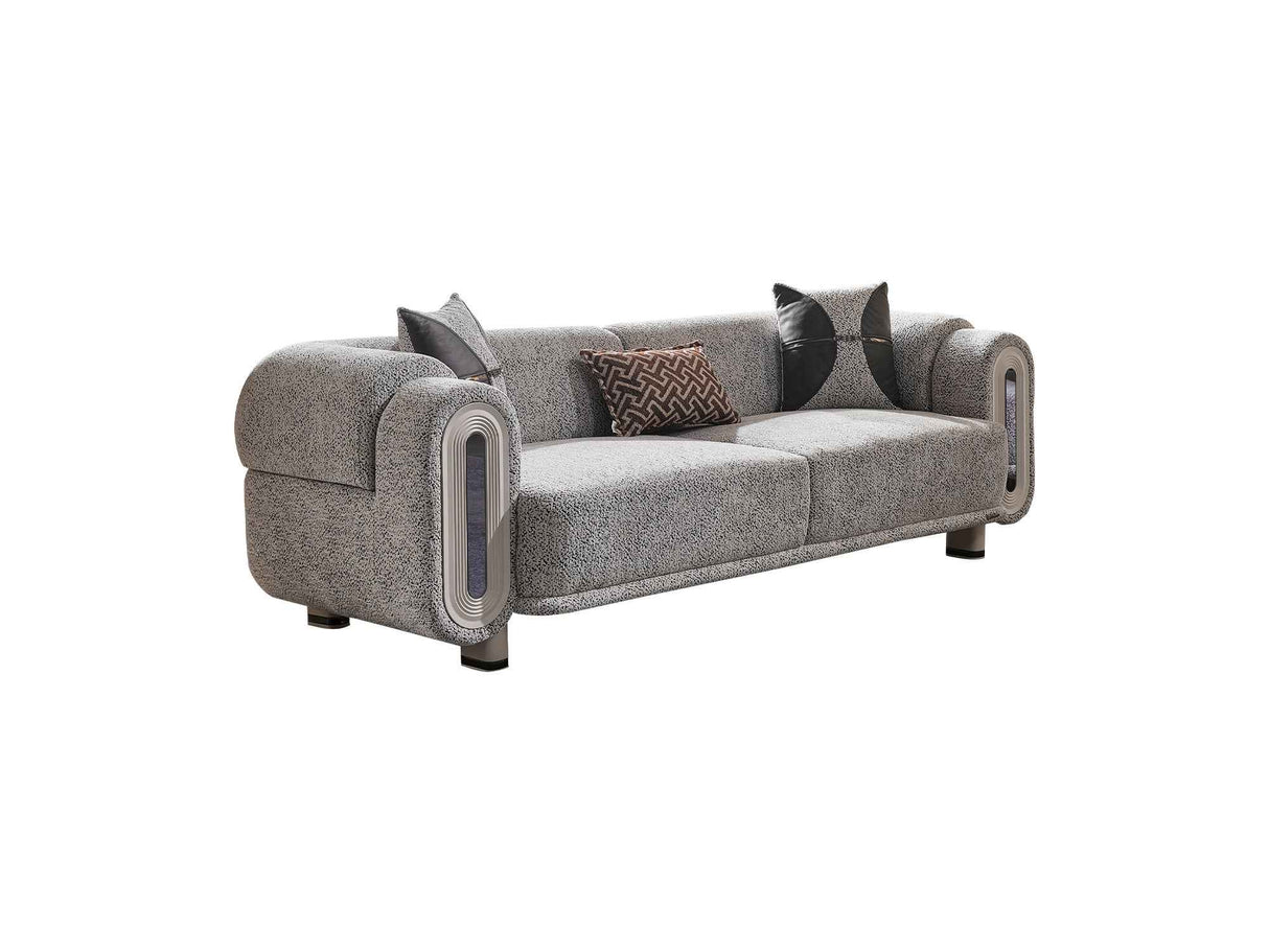 Parma 3-pieces (Sofa & Loveseat & Chair) Livingroom Set in Light Grey