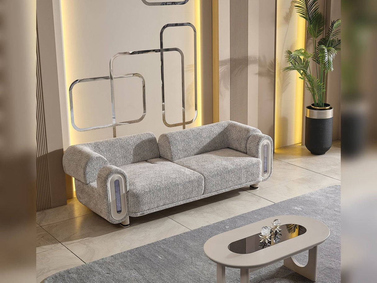 Parma 3-pieces (Sofa & Loveseat & Chair) Livingroom Set in Light Grey by Furnia at Eve Furniture