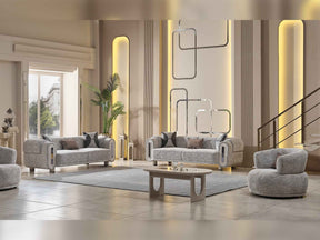 Parma Light Grey 3-pieces (Sofa & Loveseat & Chair) Living Room Set by Furnia at Eve Furniture