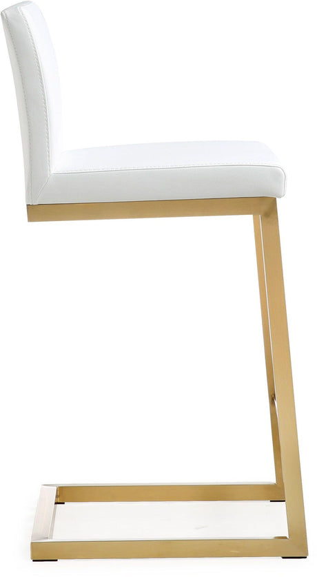 Parma Performance Vegan Leather and Gold Stainless Steel Counter Stool - Set of 2 by TOV Furniture at Eve Furniture