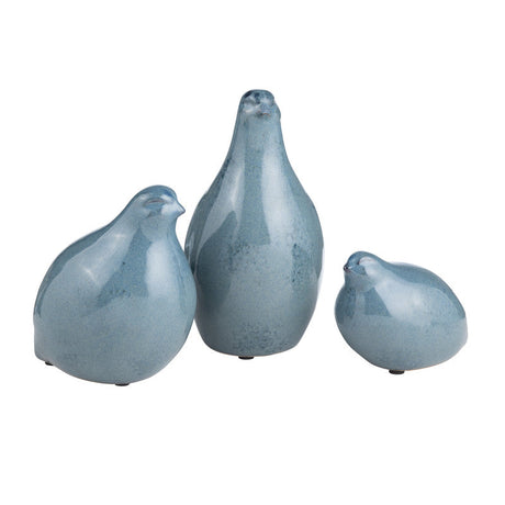 Partridge Blue 3 Piece Ceramic Statues by Crestview at Eve Furniture