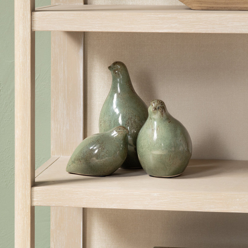 Partridge Green 3 Piece Ceramic Statues by Crestview at Eve Furniture