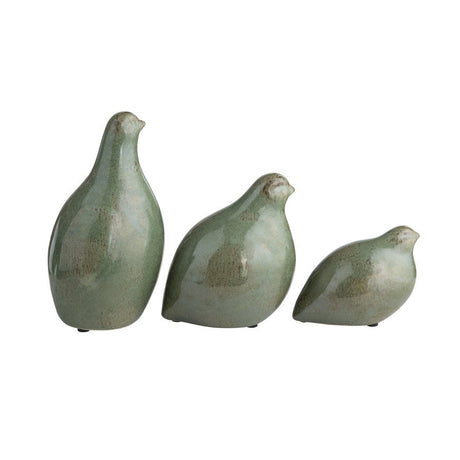 Partridge Green 3 Piece Ceramic Statues by Crestview at Eve Furniture