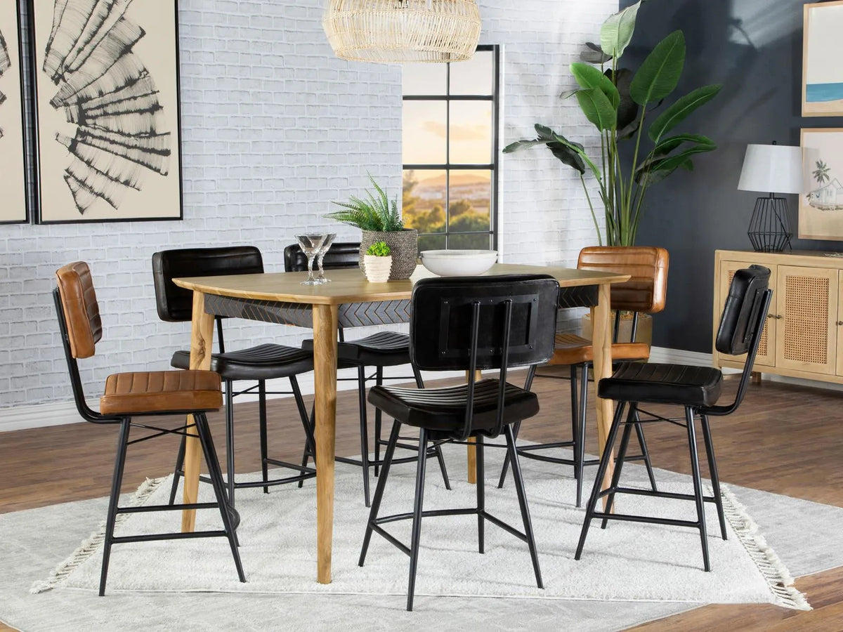 Partridge Natural Sheesham 7-Piece Rectangular Counter Height Dining Set by Coaster at Eve Furniture