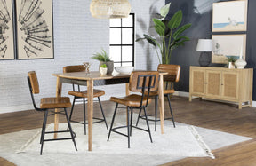 Partridge Natural Sheesham/Camel 5-Piece Rectangular Counter Height Dining Set by Coaster at Eve Furniture