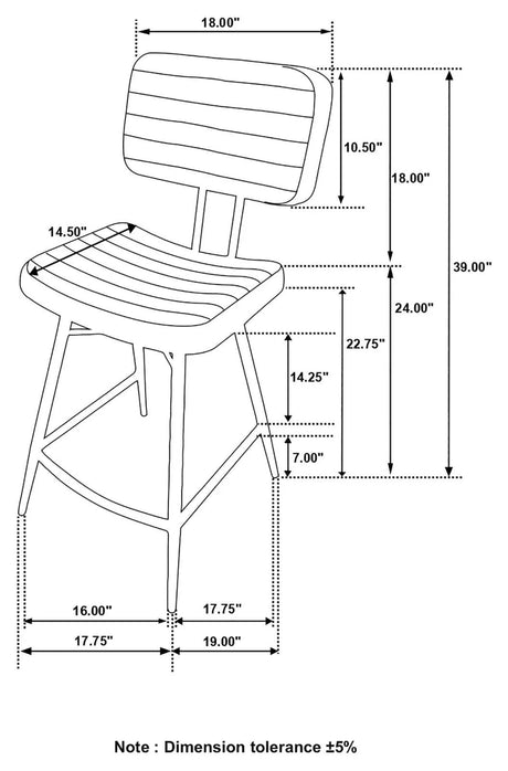 Partridge Upholstered Counter Height Stools with Footrest, Set of 2 by Coaster at Eve Furniture