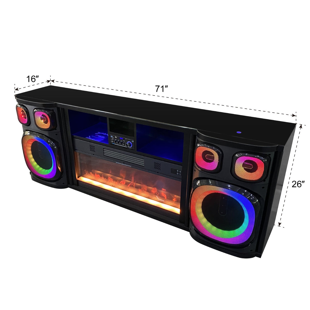 Party On Black Fireplace by New Era Innovations at Eve Furniture