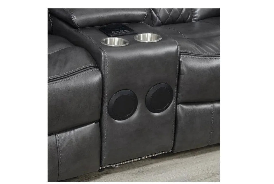 Party Time Grey 3-Piece Power Reclining Living Room Set by New Era Innovations at Eve Furniture