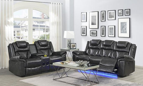 Party Time Grey 3-Piece Power Reclining Living Room Set by New Era Innovations at Eve Furniture