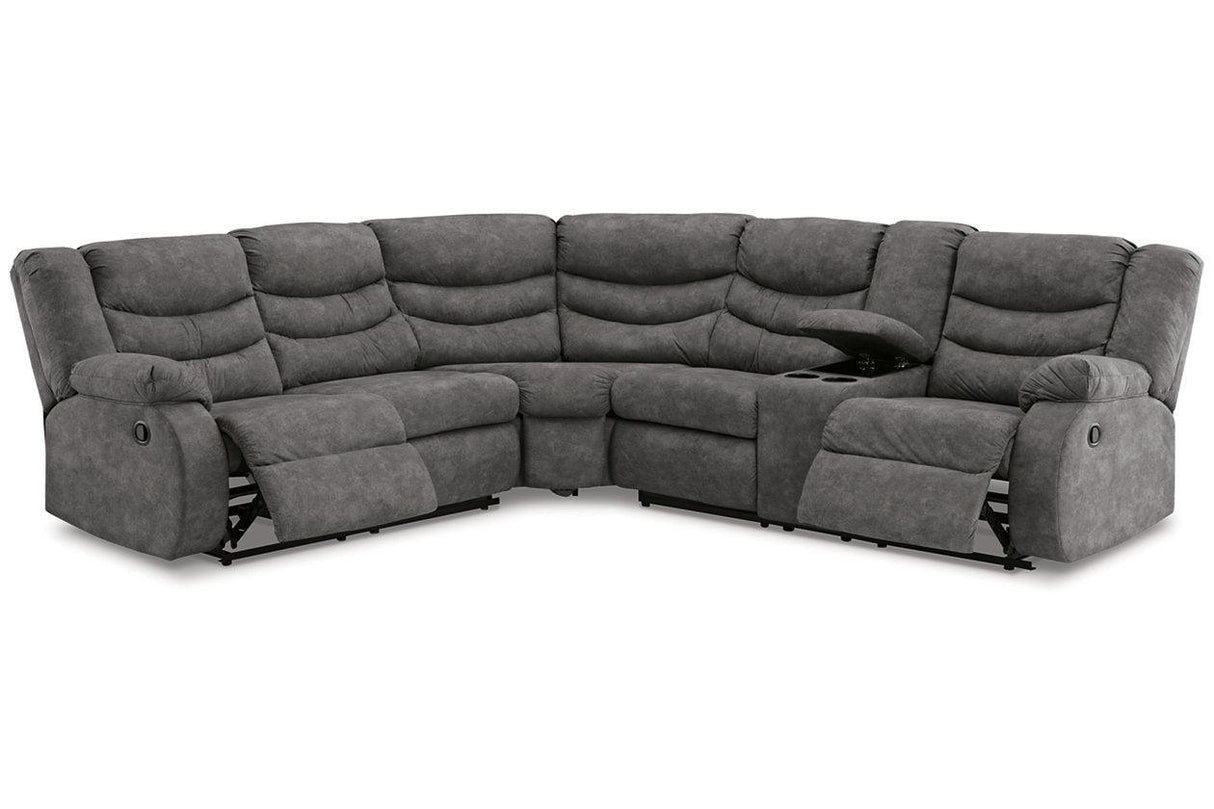 Partymate Slate 2-Piece Manual Reclining Sectional by Ashley at Eve Furniture