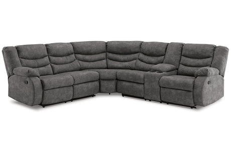Partymate Slate 2-Piece Manual Reclining Sectional by Ashley at Eve Furniture