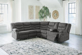 Partymate Slate 2-Piece Manual Reclining Sectional by Ashley at Eve Furniture