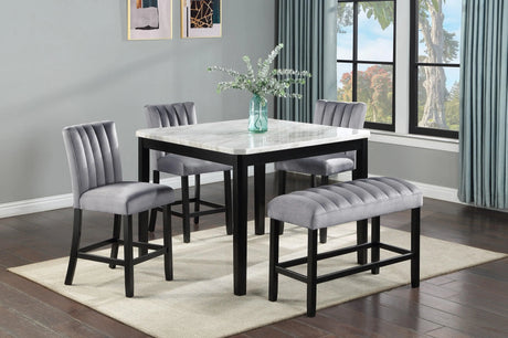 Pascal Black and Gray Counter Height Dining Bench by Crown Mark at Eve Furniture