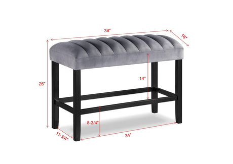 Pascal Black and Gray Counter Height Dining Bench by Crown Mark at Eve Furniture